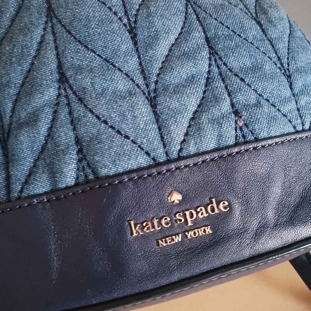 KATE SPADE BRIAR LANE QUILTED DENIM BACKPACK excellent condition - Picture 9 of 12